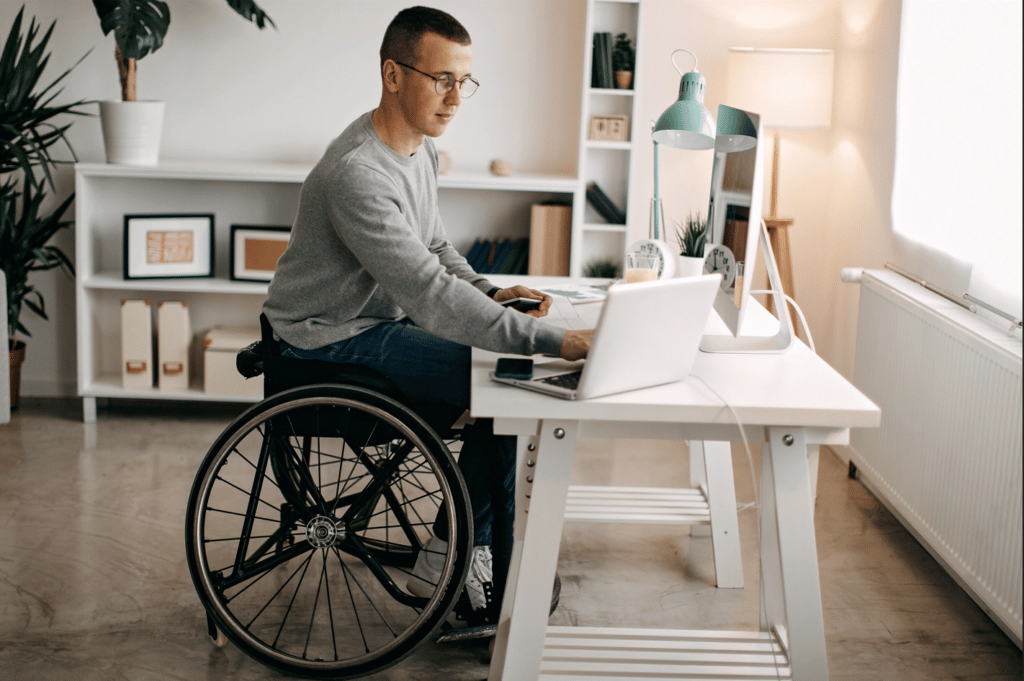 Differently abled person working from home
