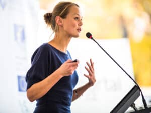 Business woman giving a presentation