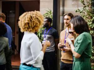 People networking over coffee
