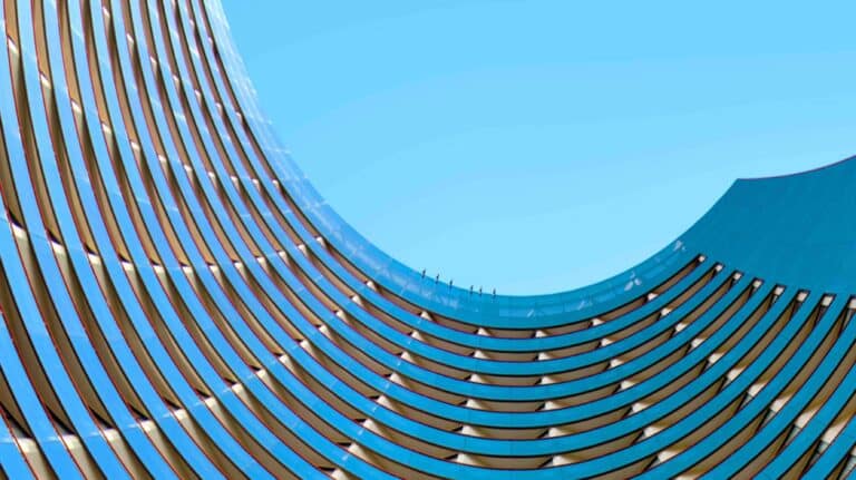 Close up of building looking up towards the sky