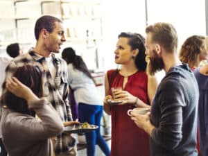 People chatting in a corporate event
