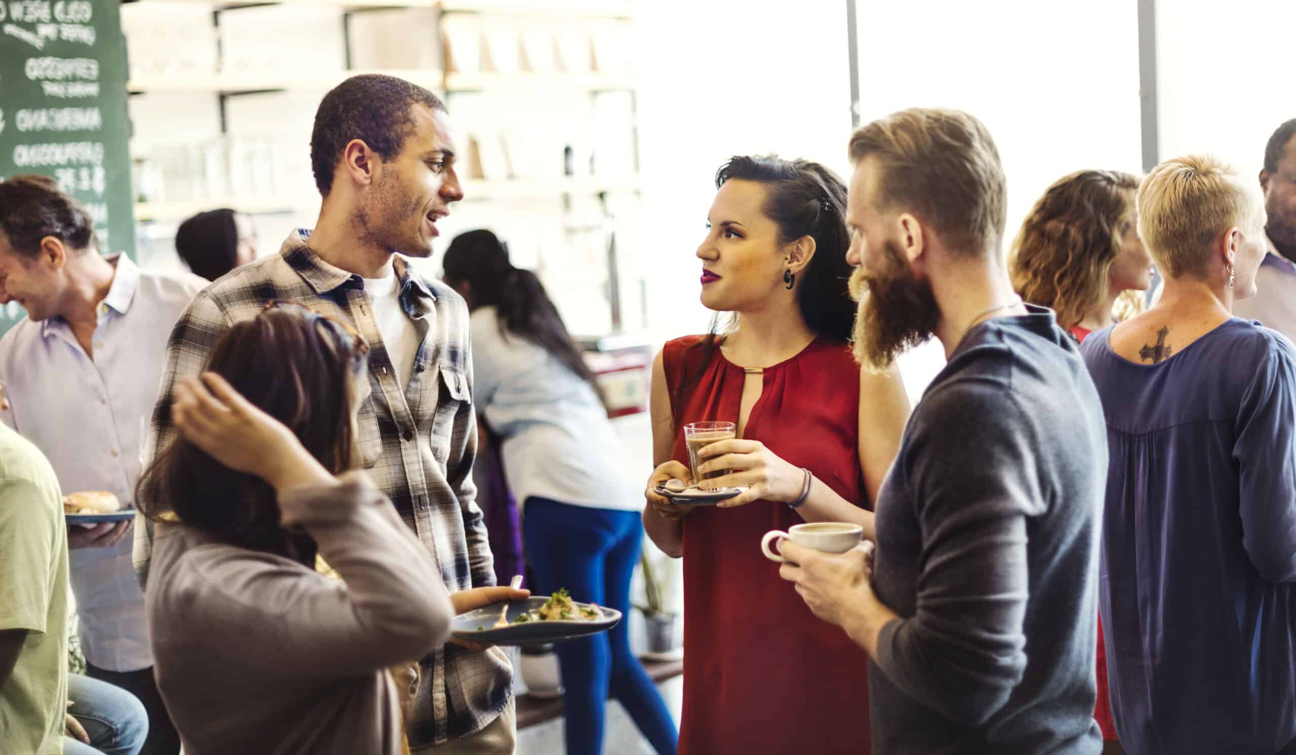 People chatting in a corporate event
