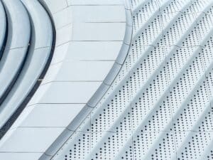 An abstract image of futuristic white swirls